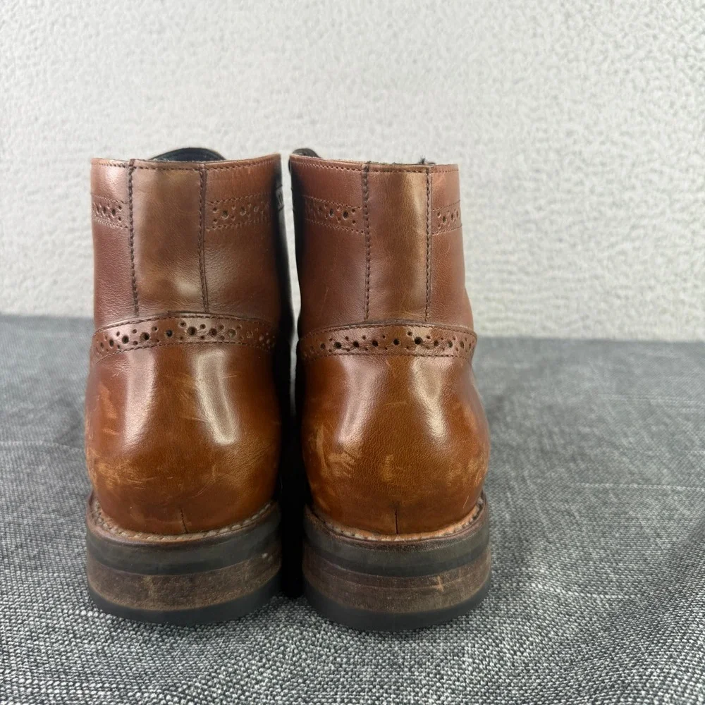 Thursday Boot Co Wingtip Leather Boots Mens 8.5 Cognac Brown Brogue Ankle Boot